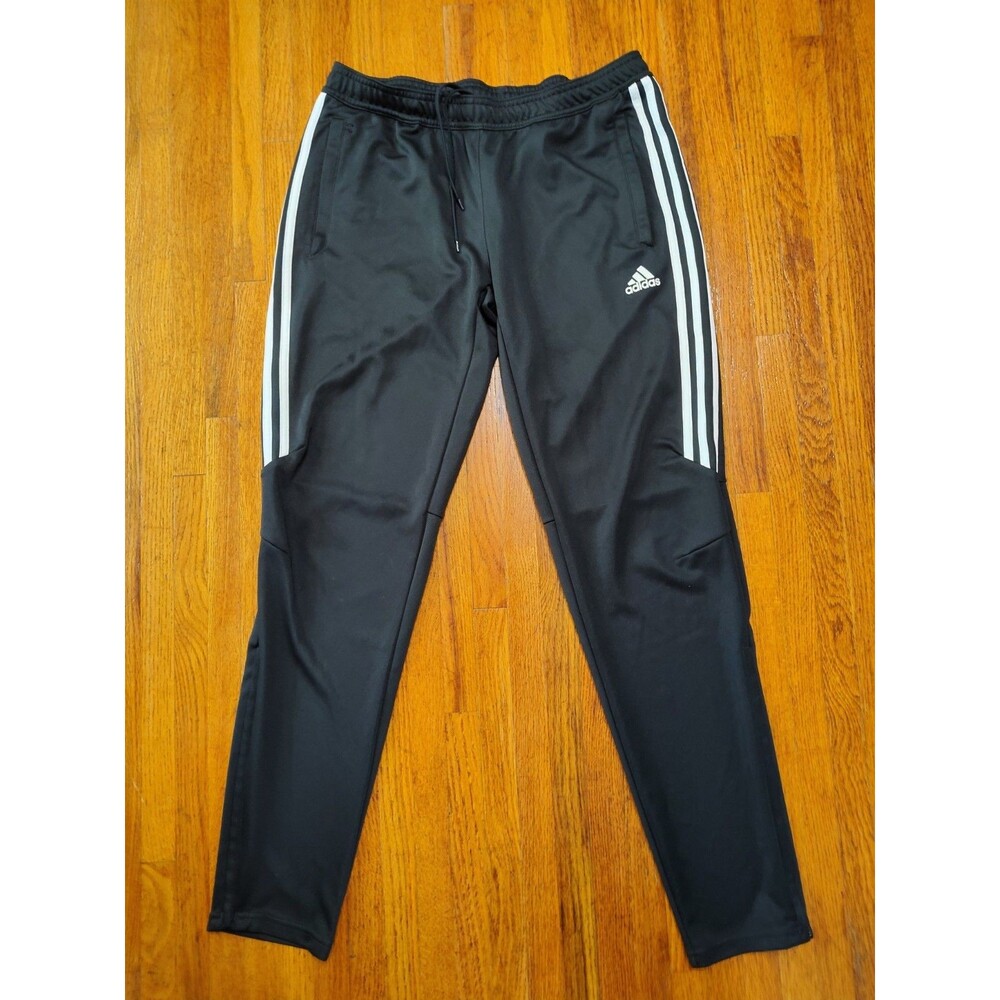 Adidas Large Women’s Joggers Black Climacool W/ Pockets & Zipper Ankles Tapered